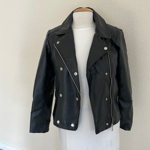 New York & Company Faux Leather Moto Jacket Size S